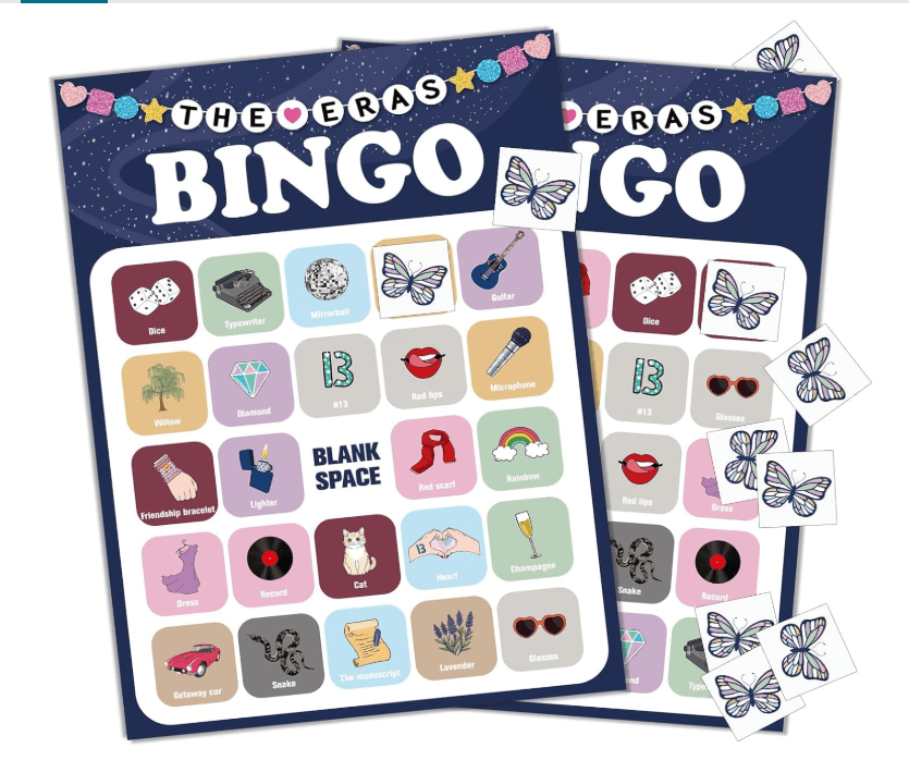 taylor swift party bingo card
