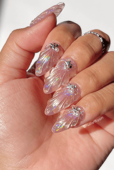 Iridescent Seashell Nails