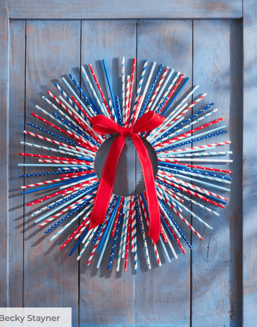 4th of july party straw wreath