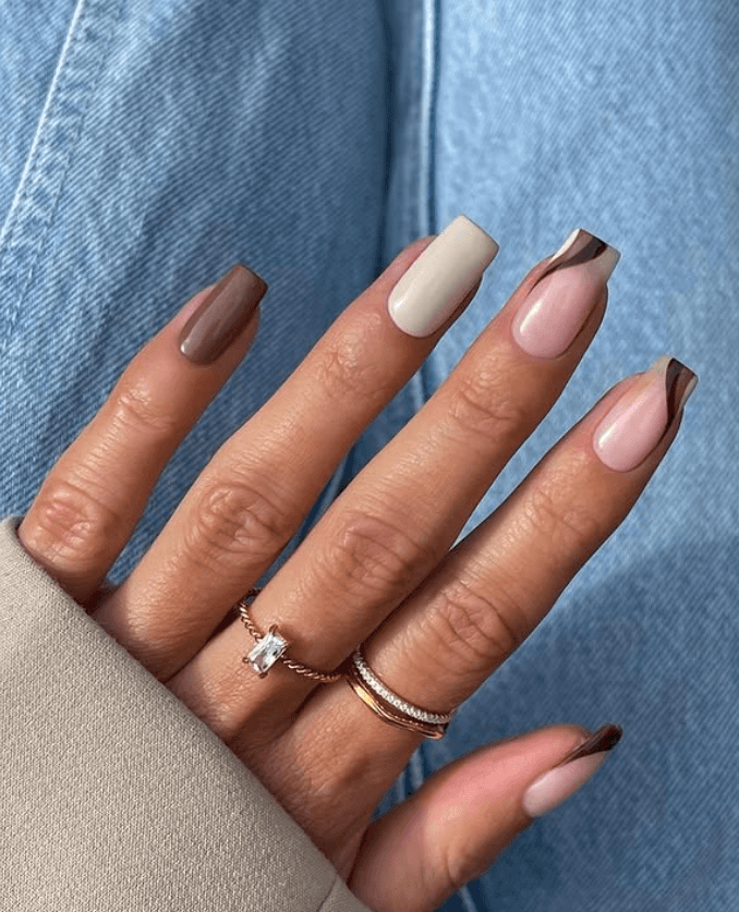 mocha mousse swirl nails