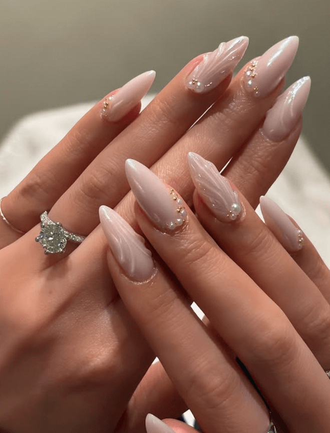 neutral seashell nails