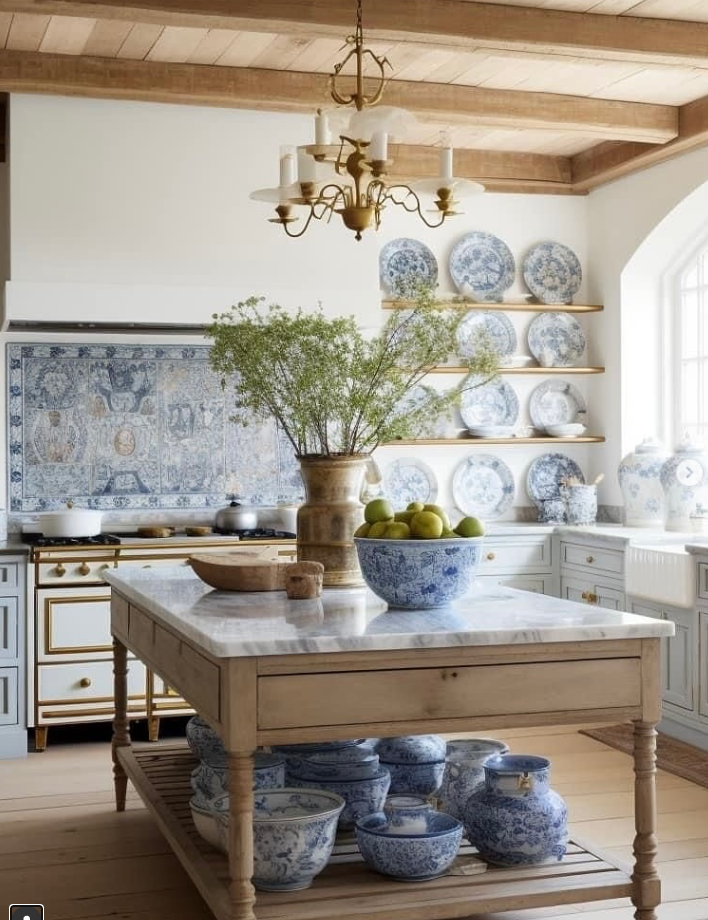 Nancy Meyers kitchen and island decor
