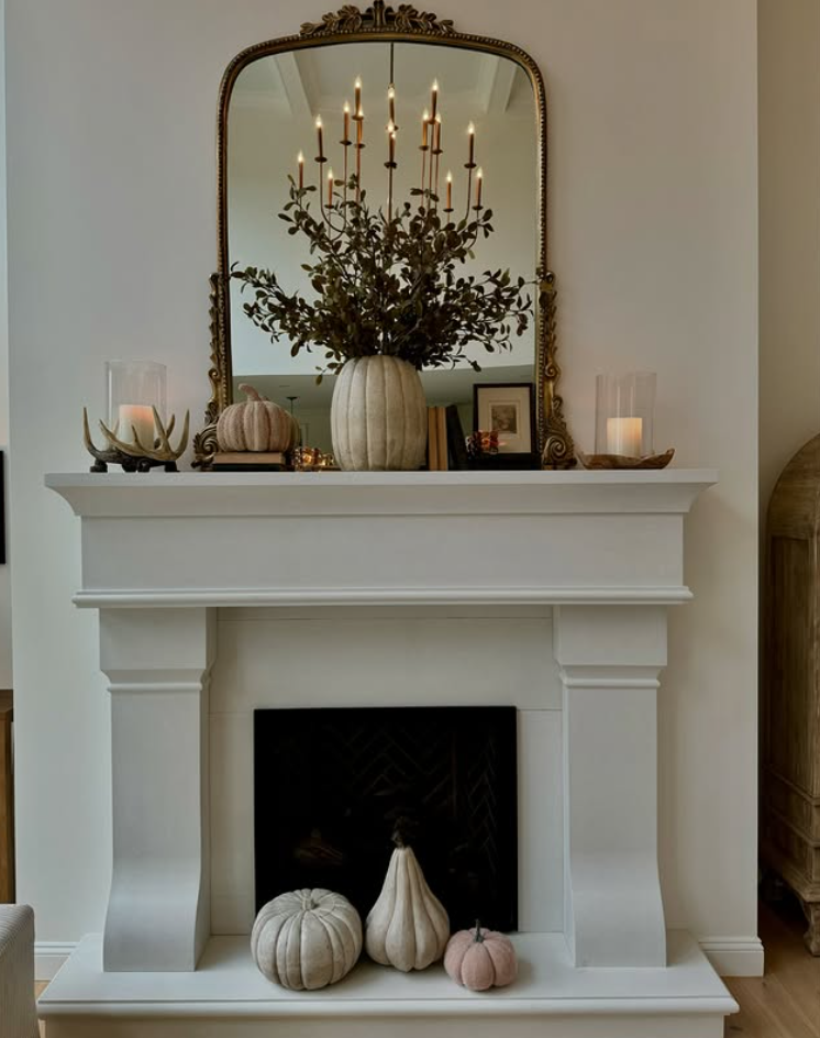 fall fireplace decor mantle