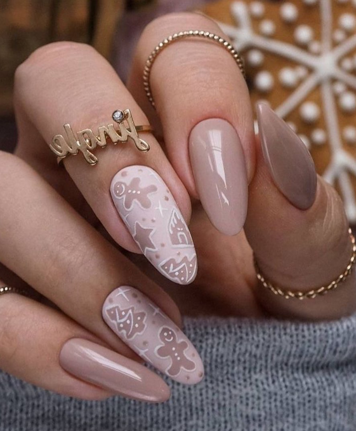 elegant gingerbread nails