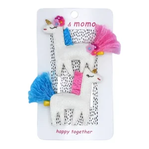 Unicorn Friends Hair Clips- Glitter White