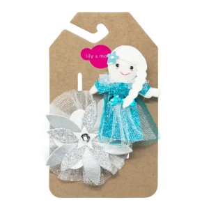 Snow Princess Hair Clips- Aqua and White
