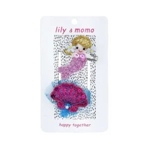 Seaside Mermaid Hair Clips- Glitter Rose and Gold