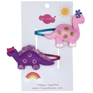 Little Dino Hair Clips - Purple and Pink