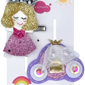 Golden Carriage Princess Hair Clips- Pink and Gold