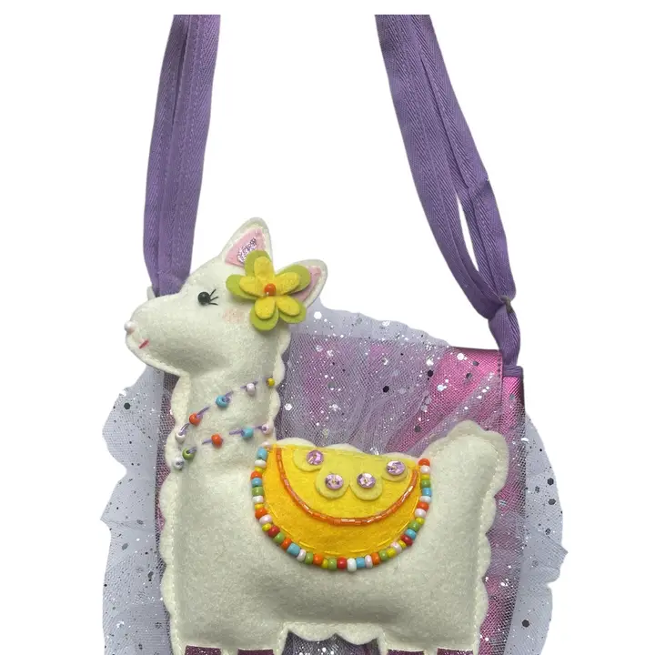 Beaded Llama Bag- Pretty Purple - Image 2