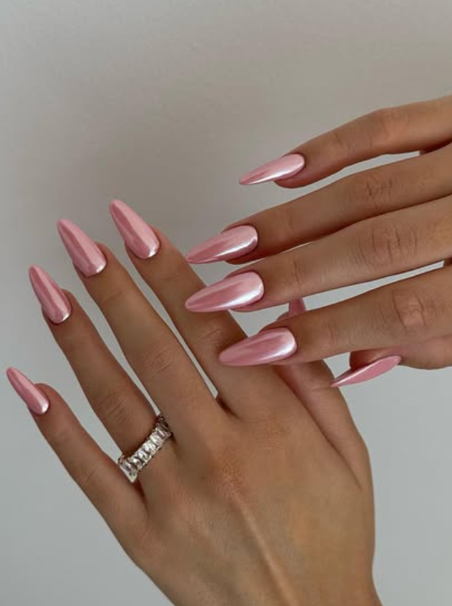 pink chrome nails
