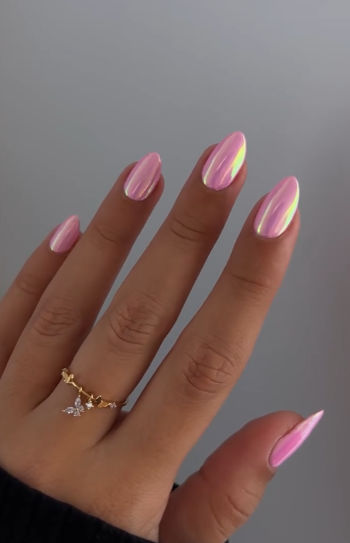 pink chrome nails