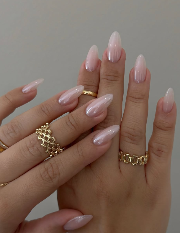 sheer pink nails