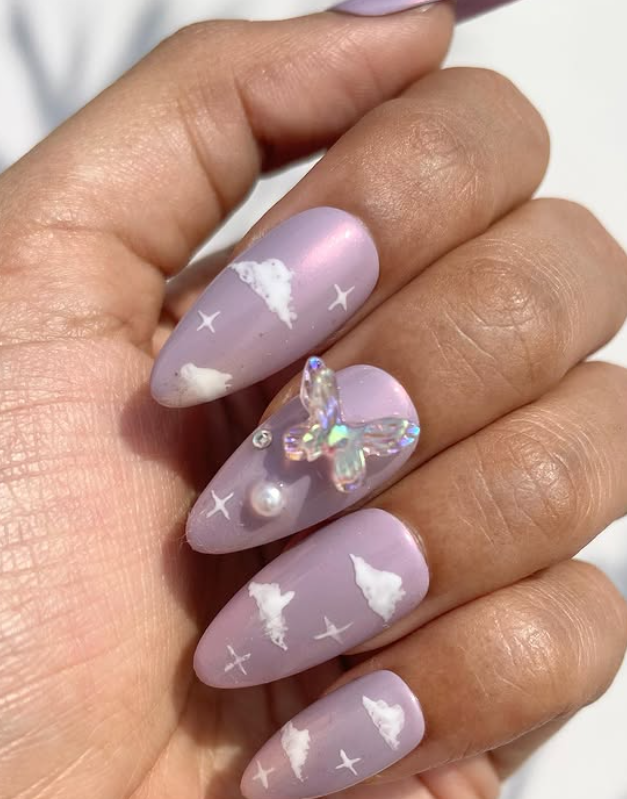 lavender chrome nails